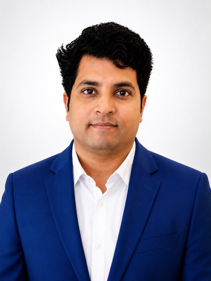 Srikar Kura, Founder and Managing Partner — professional headshot wearing a blue blazer and white shirt